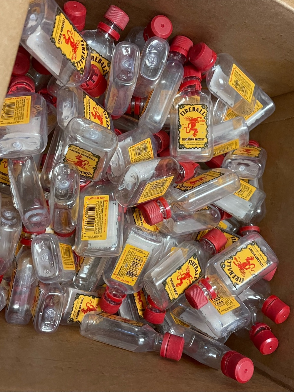 Empty mini fireball mini plastic bottles huge lot
Crafts